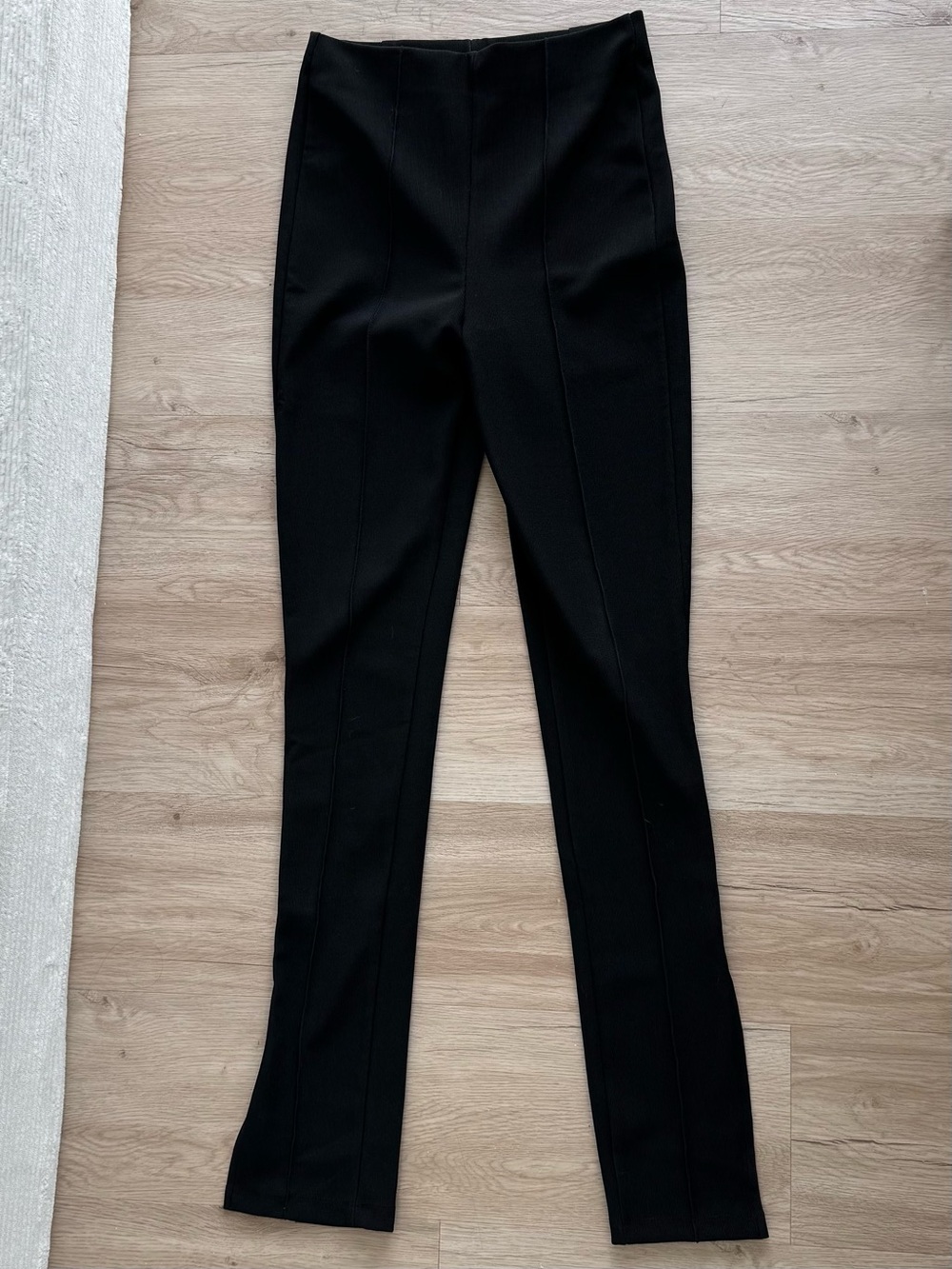 Zara High-Waist Black Slit Hem Pants